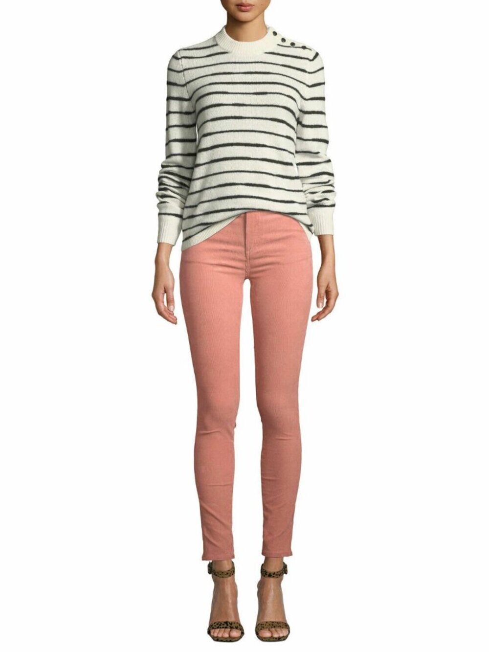 RAG & BONE High Rise Skinny Cameo Pink Stretch Cotton Corduroy Jeans, Size 27